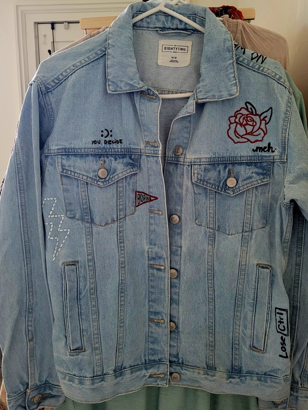 EIGHTYTWO  Light Blue Denim Jacket with Rose Detail